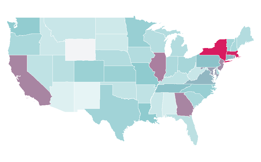 Affinity by region — Grammy Award for Album of the Year, United States