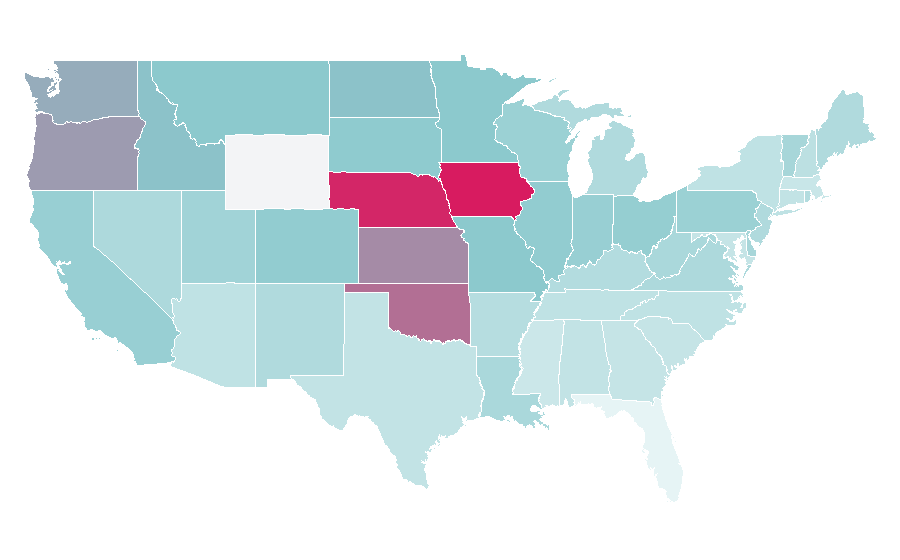 Affinity by region — Greco-Roman wrestling, United States