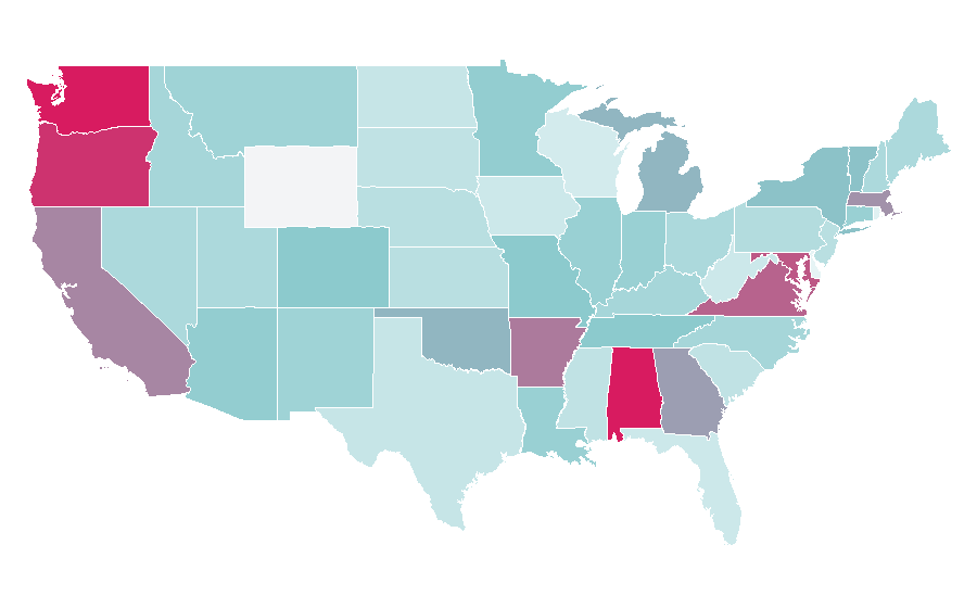 Affinity by region — Gregorian calendar, United States