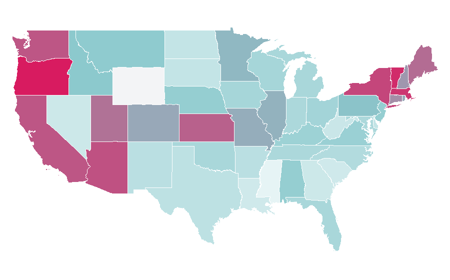 Affinity by region — Greta Gerwig, United States