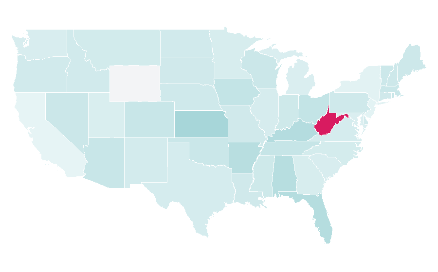 Affinity by region — Greyhound racing, United States