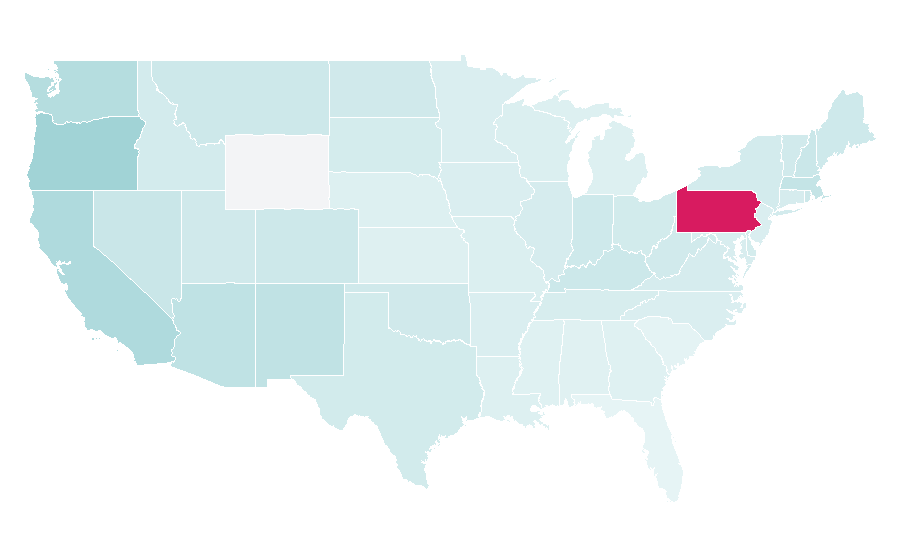 Affinity by region — Grindcore, United States