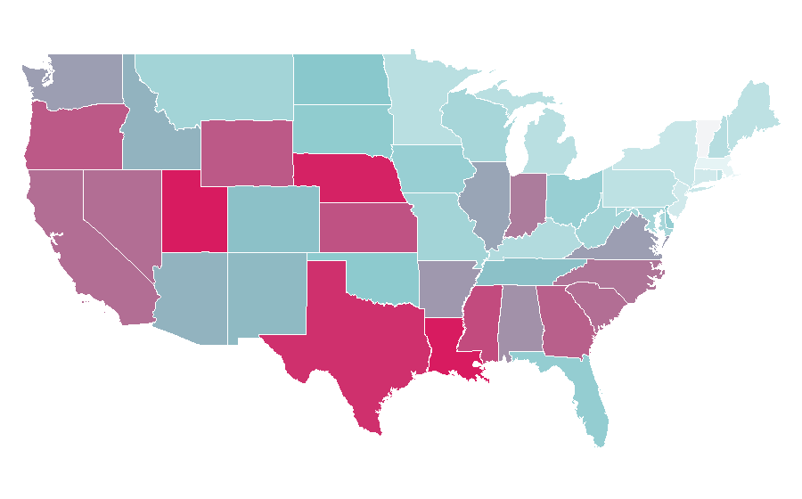 Affinity by region — Hair Stylists, United States