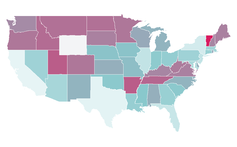 Affinity by region — Hammock camping, United States