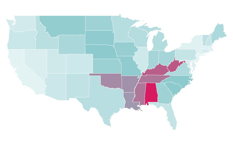 Affinity by region — Hank Williams Jr., United States