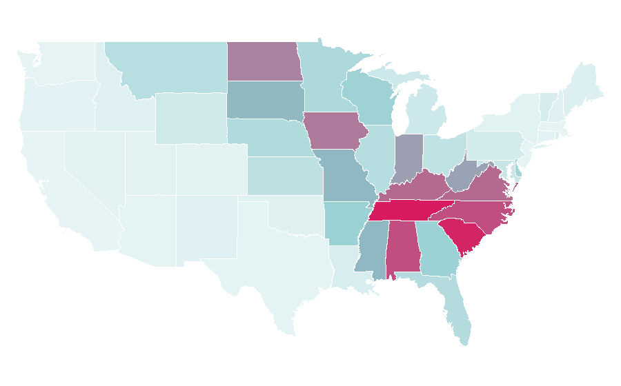 Affinity by region — Hardee's, United States