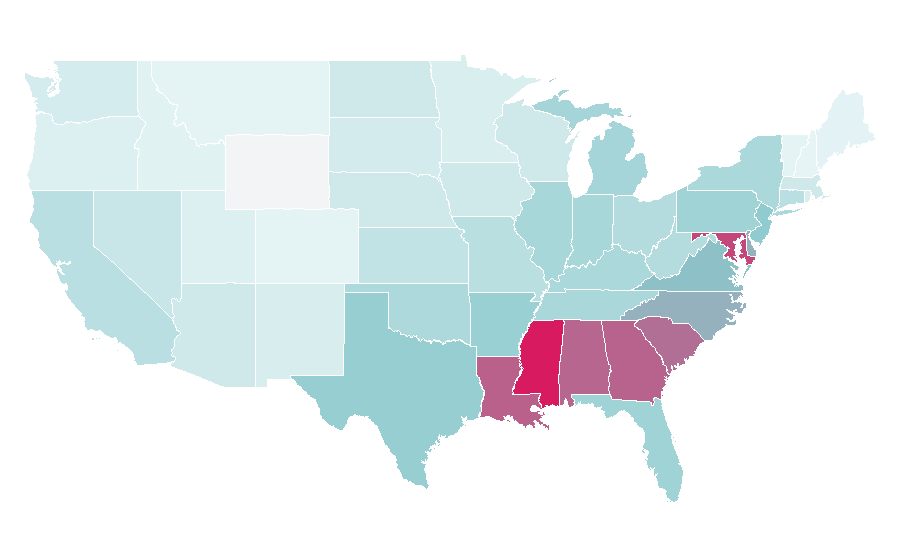 Affinity by region — Harriet Tubman, United States