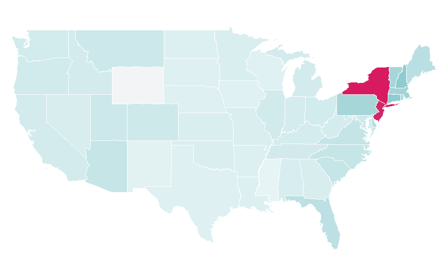Affinity by region — Hasidic Judaism, United States
