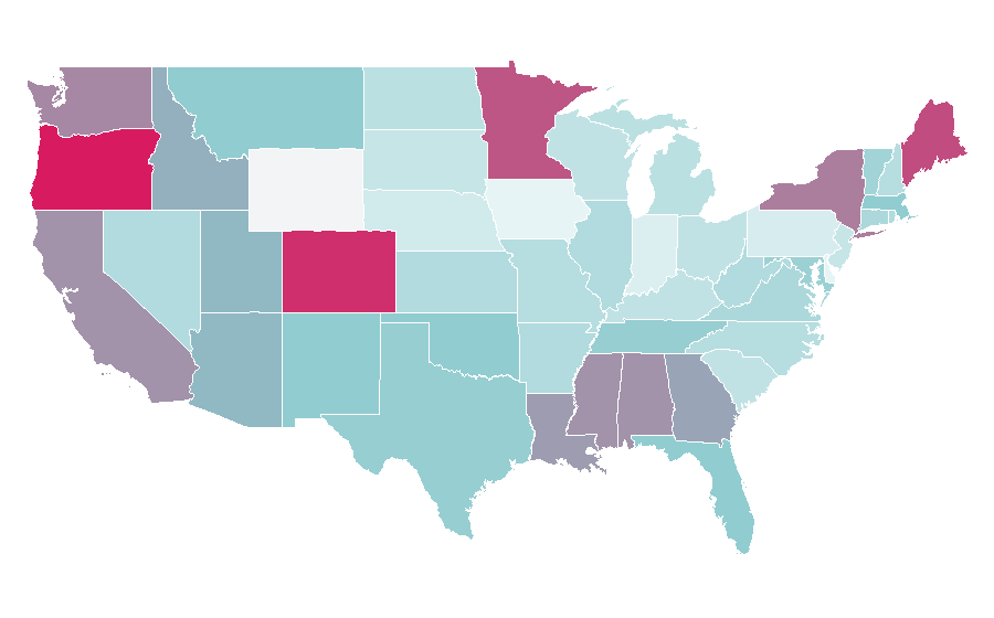 Affinité par région — Healing, États-Unis