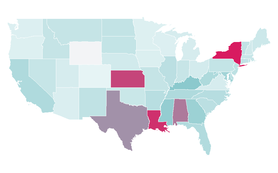 Affinity by region — Health education, United States