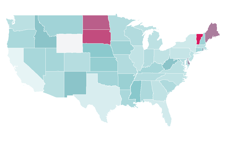 Affinity by region — Health insurance in the United States, United States