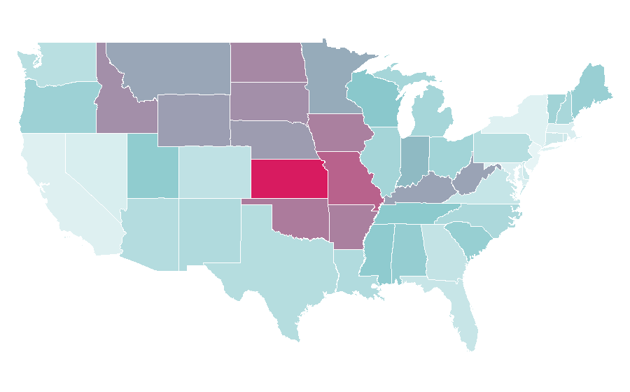 Affinity by region — Heartland (Canadian TV series), United States