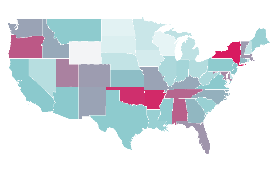 Affinity by region — Hebrew alphabet, United States
