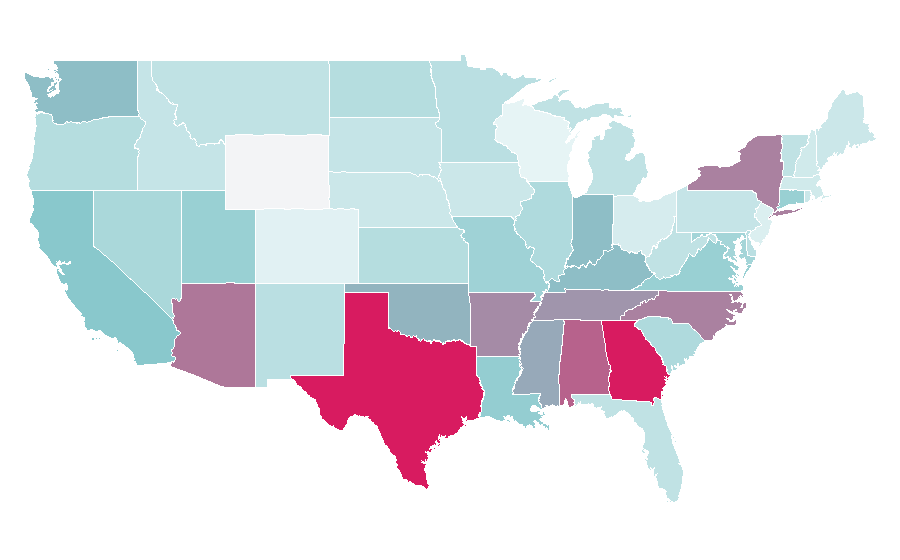 Affinity by region — Hebrew language, United States