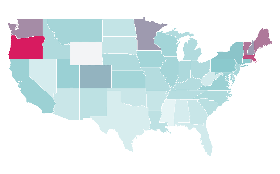 Affinity by region — Hedwig and the Angry Inch (musical), United States