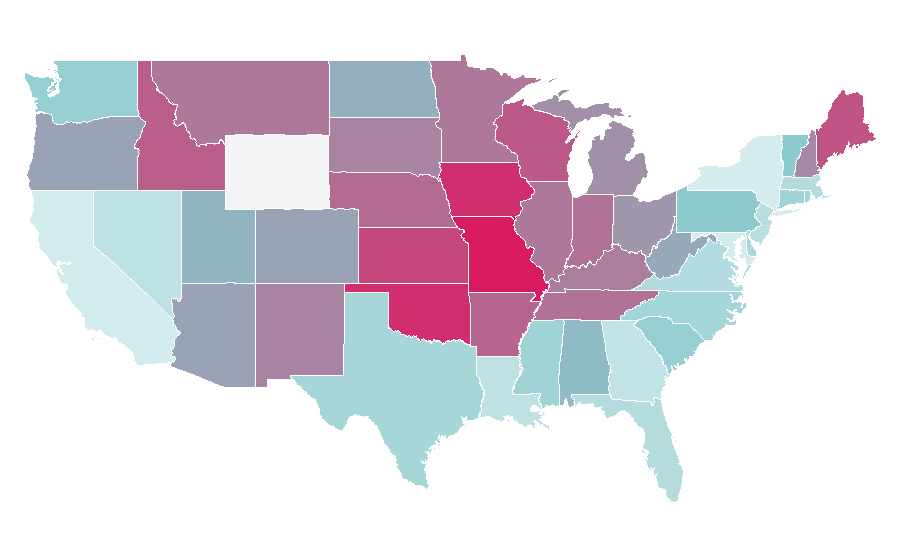 Affinity by region — Helen Hunt, United States