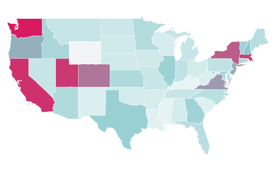 Affinity by region — Heroku, United States
