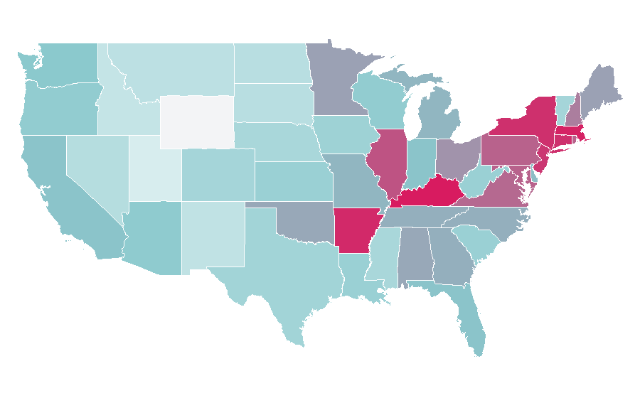 Affinity by region — Hillary Clinton, United States