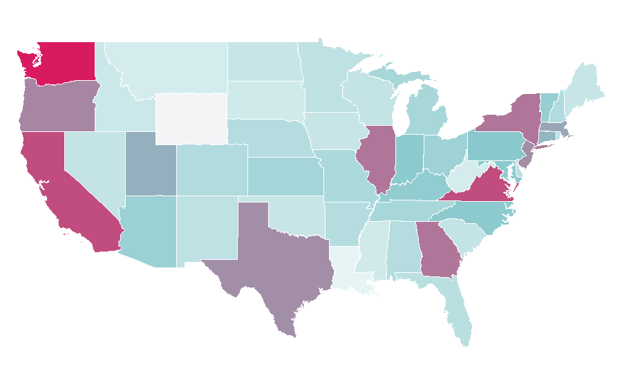 Affinity by region — Hindi languages, United States