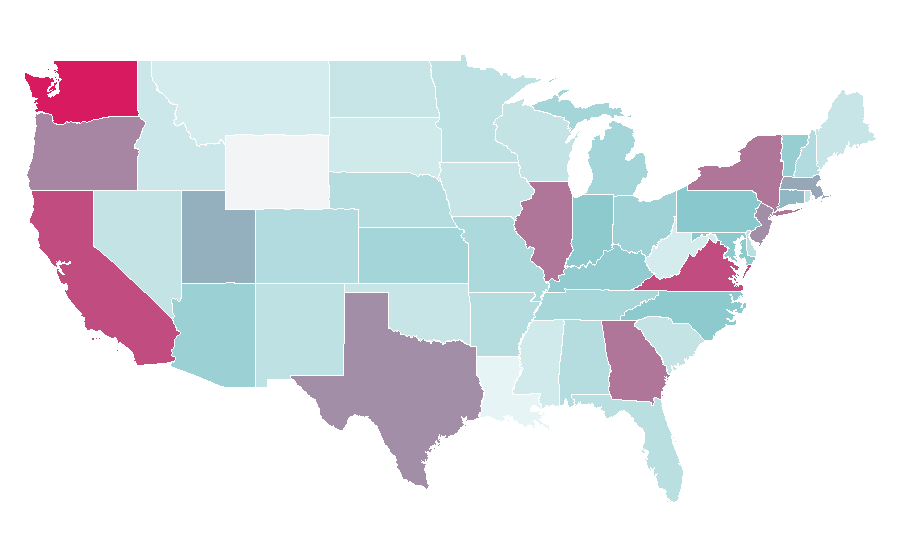 Affinity by region — Hindustani language, United States