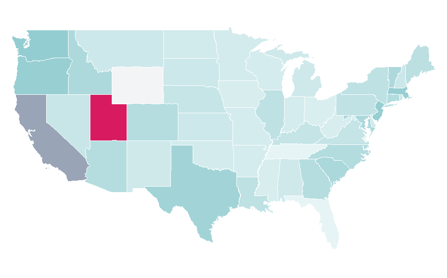 Affinité par région — Hip-hop dance, États-Unis