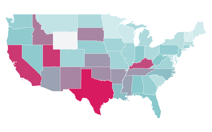 Afinidad por región — Hippie, Estados Unidos