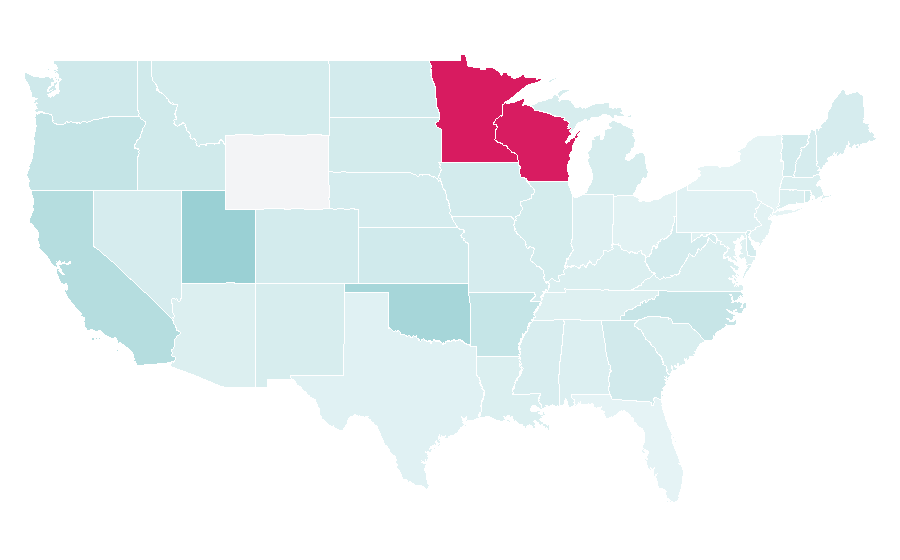 Affinity by region — Hmong language, United States