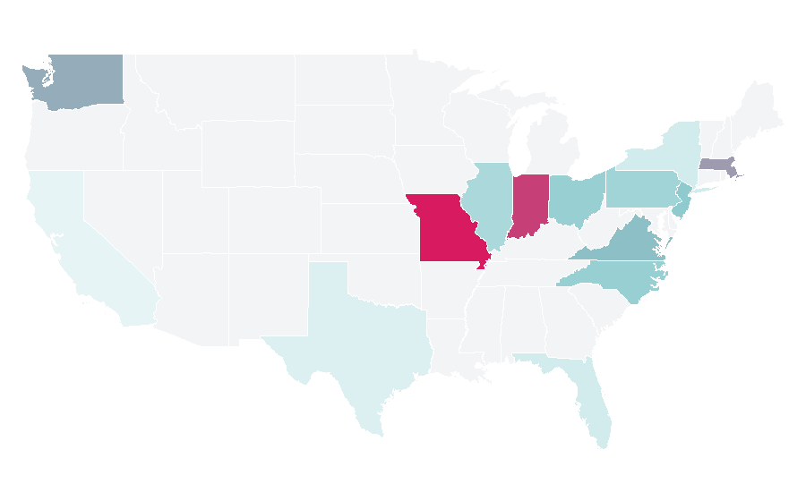Affinity by region — Hochschule für Musik Karlsruhe, United States