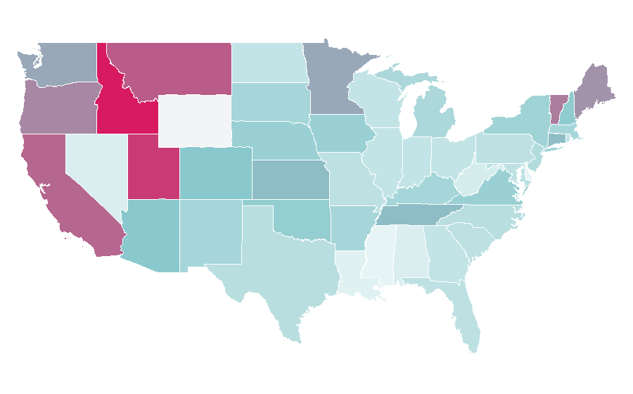 Affinity by region — Homeopathy, United States