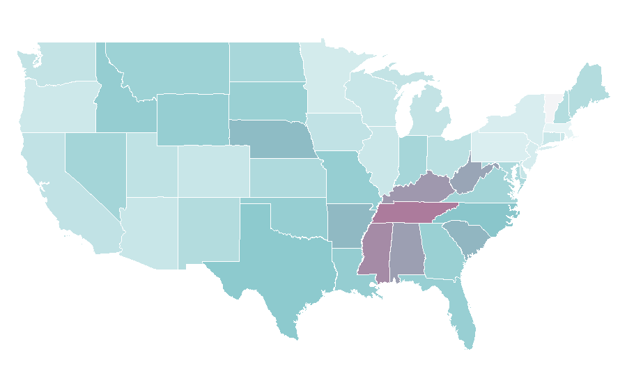 Affinität nach Region — Homeschooling, USA