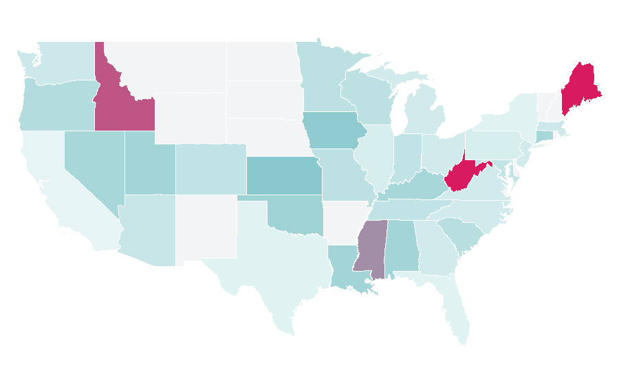 Affinity by region — Homesteading / Survivalism, United States