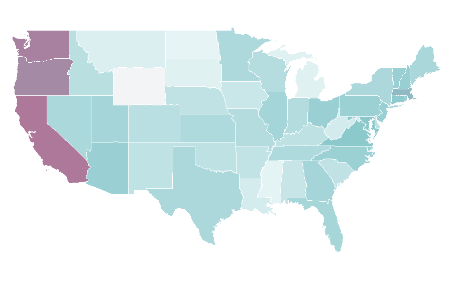 Affinity by region — Honda Fit, United States