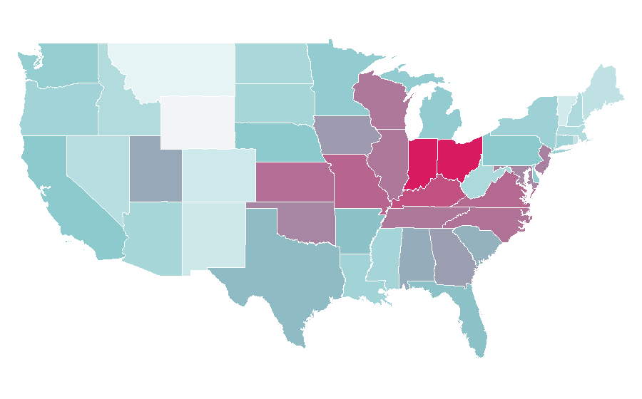 Affinity by region — Honda Odyssey (North America), United States