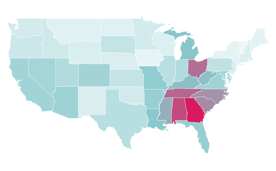 Affinity by region — HoneyBaked Ham, United States