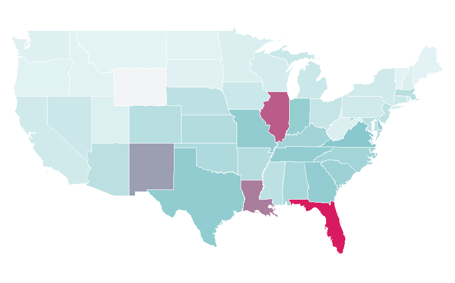 Affinity by region — Hooters, United States