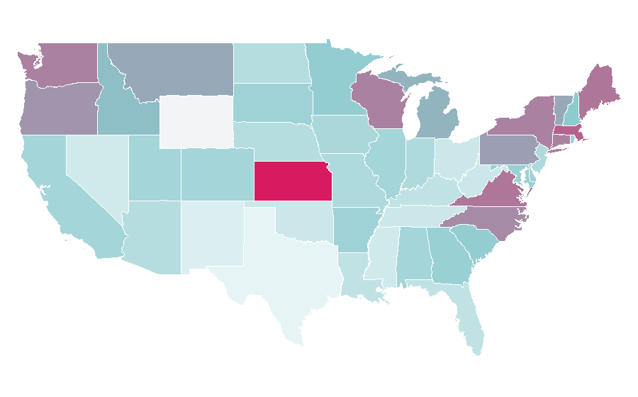 Affinité par région — Hors d'oeuvre, États-Unis