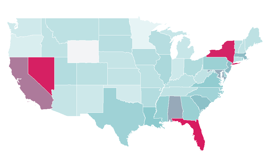 Affinity by region — Hospitality management studies, United States