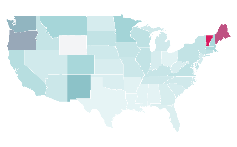 Affinity by region — Huff (TV series), United States