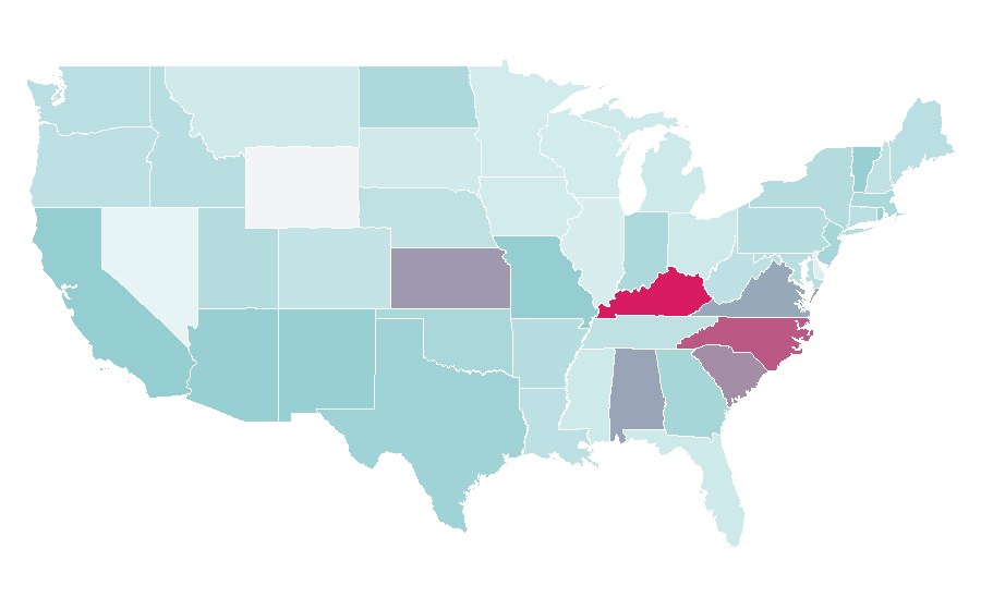 Affinity by region — Humanism, United States