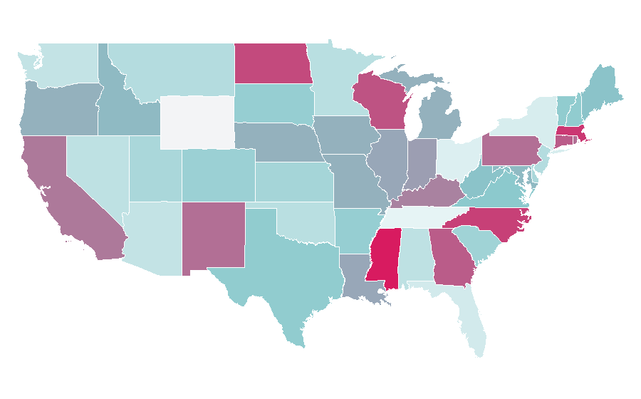 Affinity by region — Humanistic psychology, United States