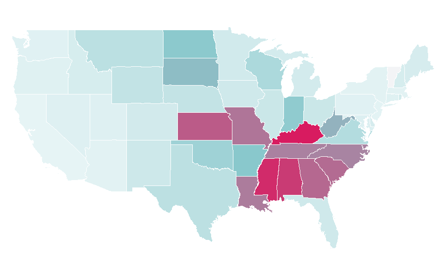 Affinity by region — Hunt Brothers Pizza, United States