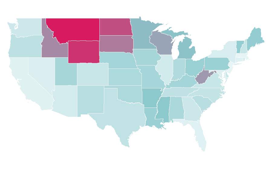 Affinität nach Region — Hunting, USA