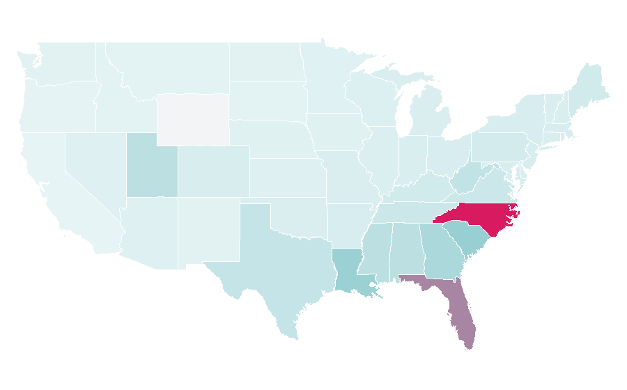 Affinity by region — Hurricanes (rugby union), United States