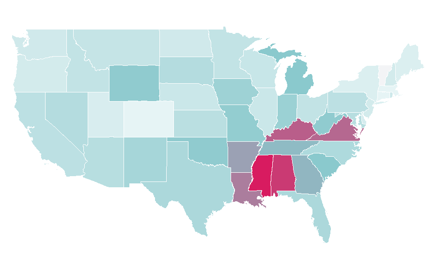 Affinity by region — Hurt (band), United States