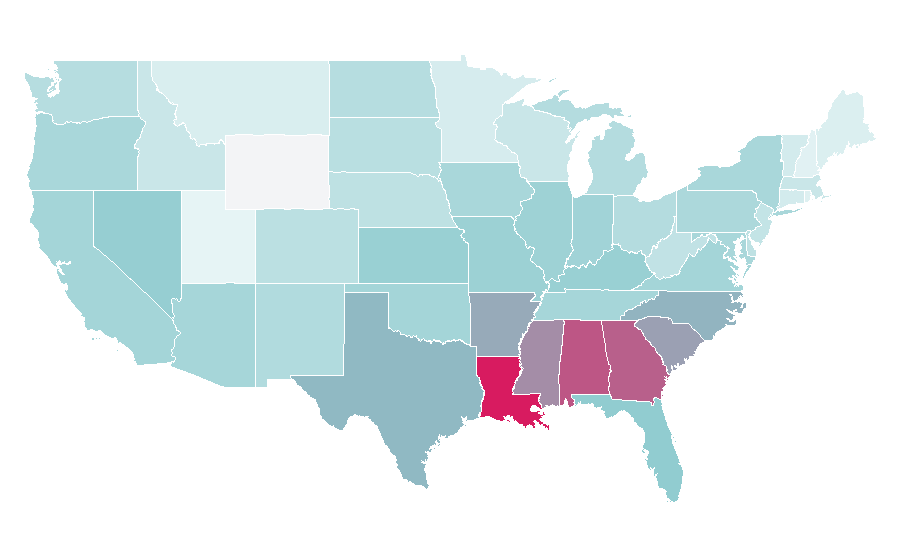 Affinity by region — Identity theft, United States
