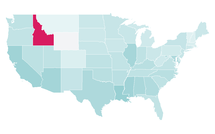 Affinity by region — Idols (TV series), United States