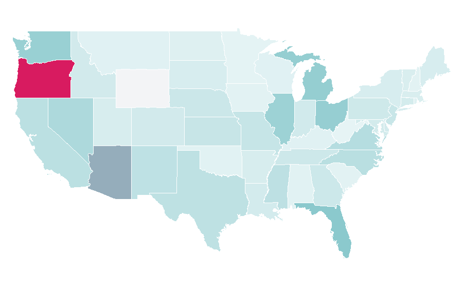 Affinité par région — Indian cuisine, États-Unis