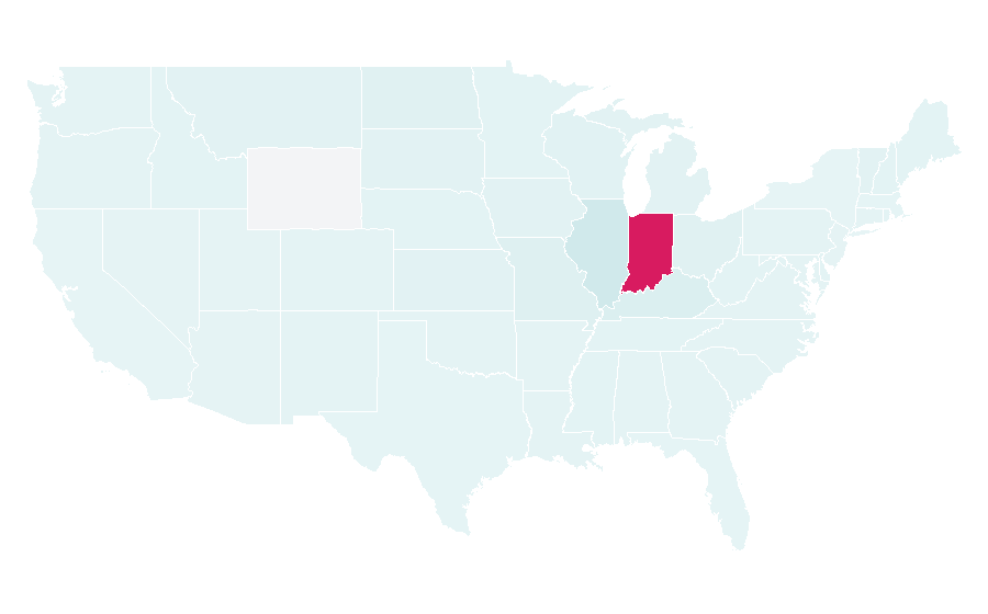 Affinity by region — Indiana State University, United States