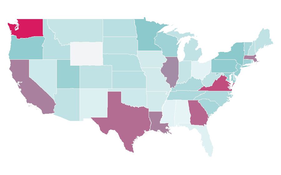 Affinity by region — Indo-European languages, United States