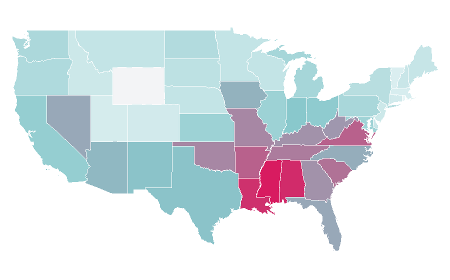 Affinität nach Region — Information, USA